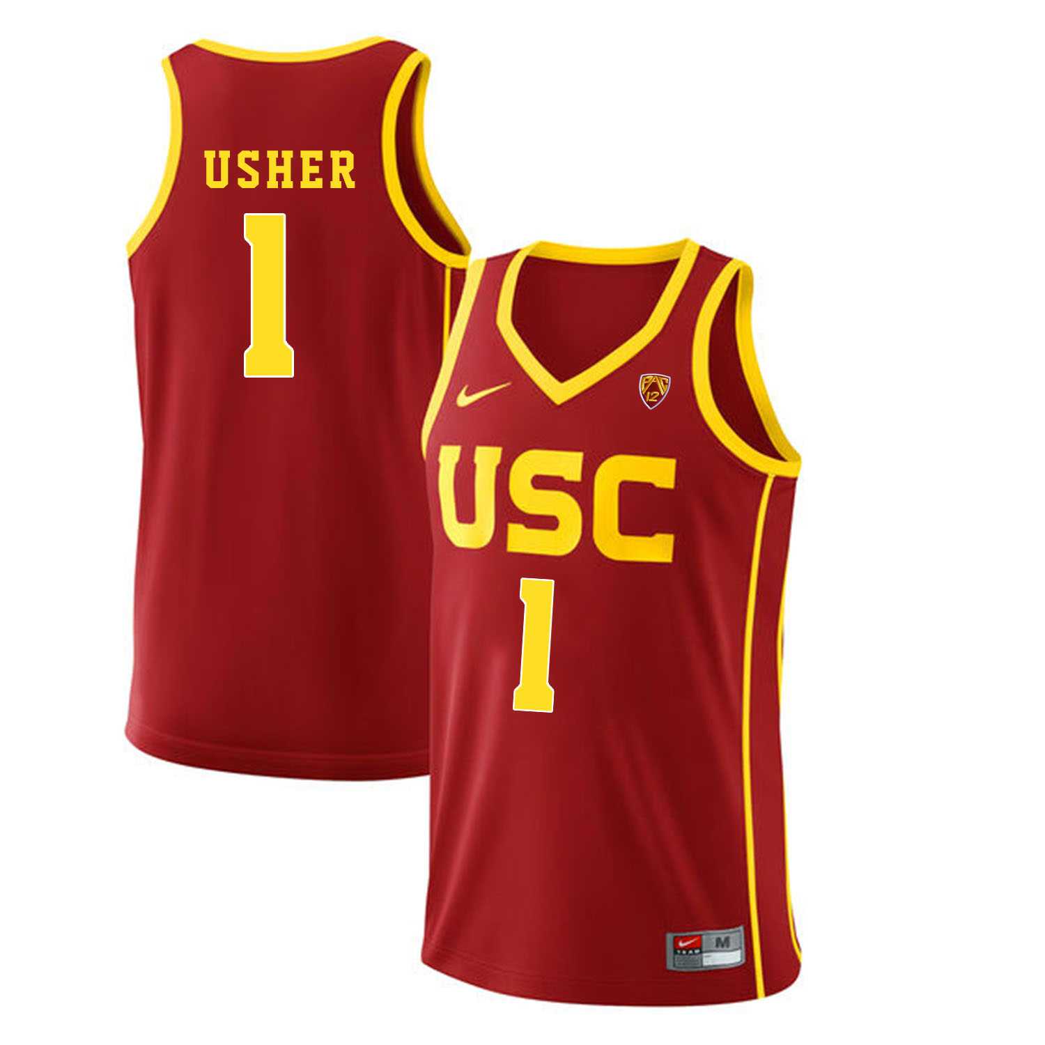 USC Trojans #1 Jordan Usher Red College Basketball Jersey